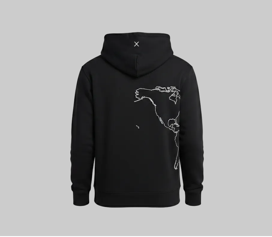 World Map X Hoodie – Black (Men)
