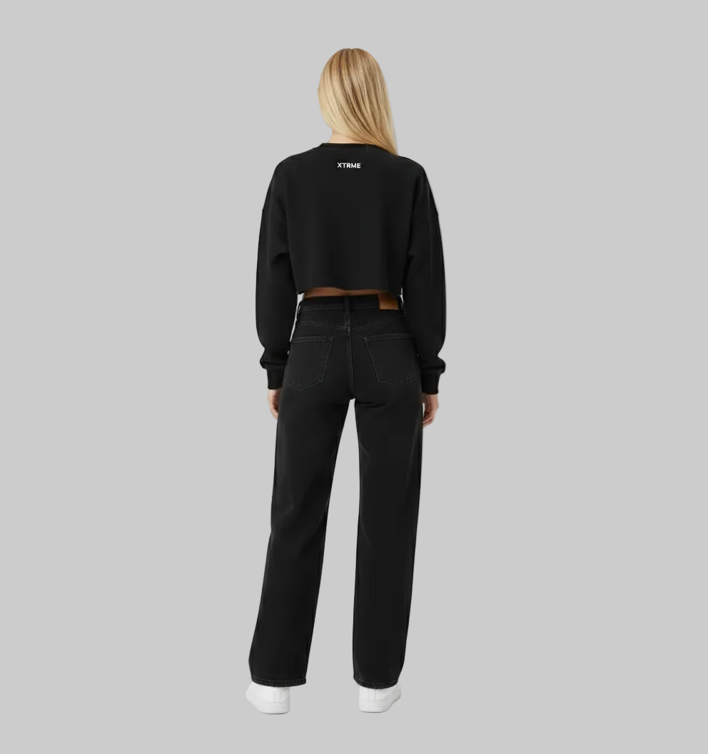 Brush X Cropped Sweatshirt – Black