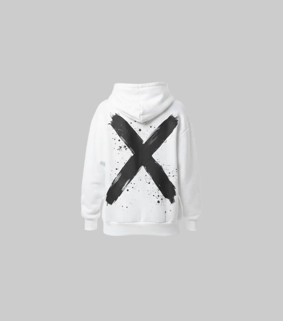 Signature Brushstroke X Hoodie – White