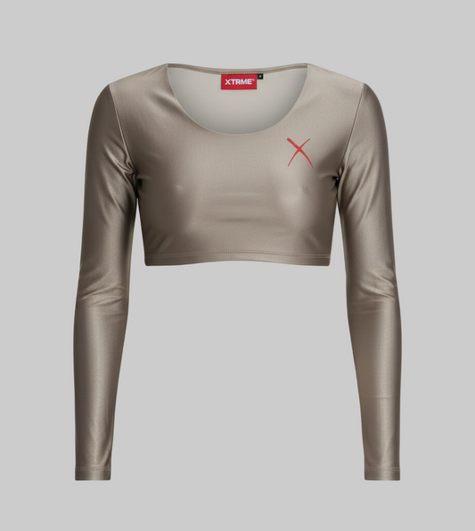 XTRME Silver Shimmer Long-Sleeve Crop Top — Women’s Edition