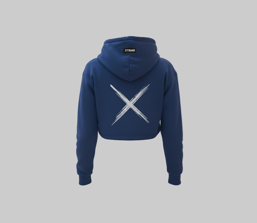 XTRME Take The Risk Dark Blue Crop Hoodie