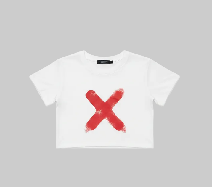 Red-X Crop Top – White