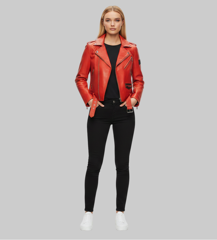Drip Leather Jacket - Red