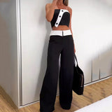 Vest High Waist Wide Leg Pants Suit