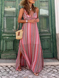 Bohemian V-Neck Sling Slit Long Dress