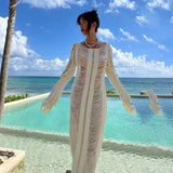 Beach knitted hollow maxi dress