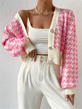 Lantern Sleeve Knitted Cardigan Sweater