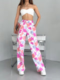 Tie-dyed Loose High Waist Straight Pants