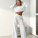 Long-sleeved Two-piece Crop Top Pajama