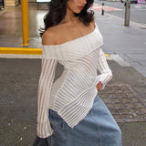 Off-Shoulder Long-Sleeved T-Shirt