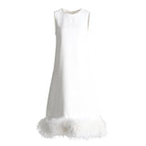 Sleeveless bandage hem stitching feather dress