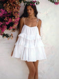 Ruffled Cake Backless Suspender Mini Dress