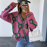 Embroidered V-neck Loose Knitted sweater