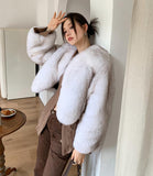 Fox Fur Thick Short Furry Coat