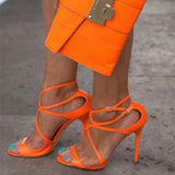 Catwalk high-heeled orange sandals