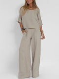 Pocket Trouser Short-sleeved Top Two-piece Suit