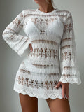 Bikini Cover-up Hollow Mesh Long-Sleeved Shirt