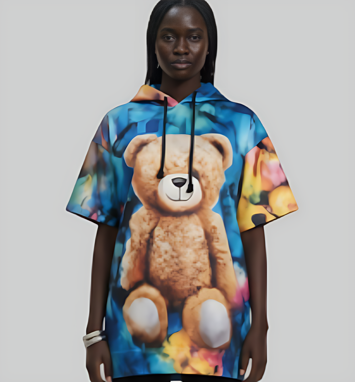 Bear X Oversized Hoodie – Color Clash Edition