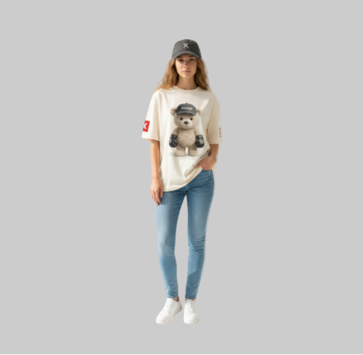 XTRME Beige Boxing Bear Tee — Women’s Edition