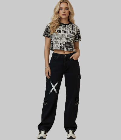 XTRME Take The Risk Black Cargo Pants