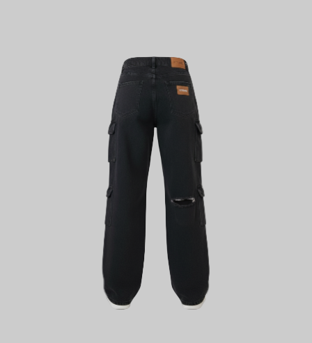XTRME Take The Risk Black Cargo Jeans — Unisex Edition