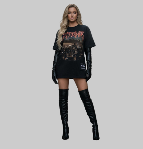 XTRME Urban City Black Oversized Tee