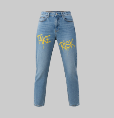 XTRME Light Blue “Take Risk” Paint-Drip Jeans — Men’s Edition