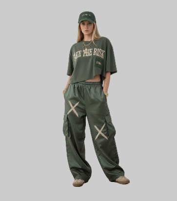 XTRME Military Green Oversized Crop Set — Women’s Edition