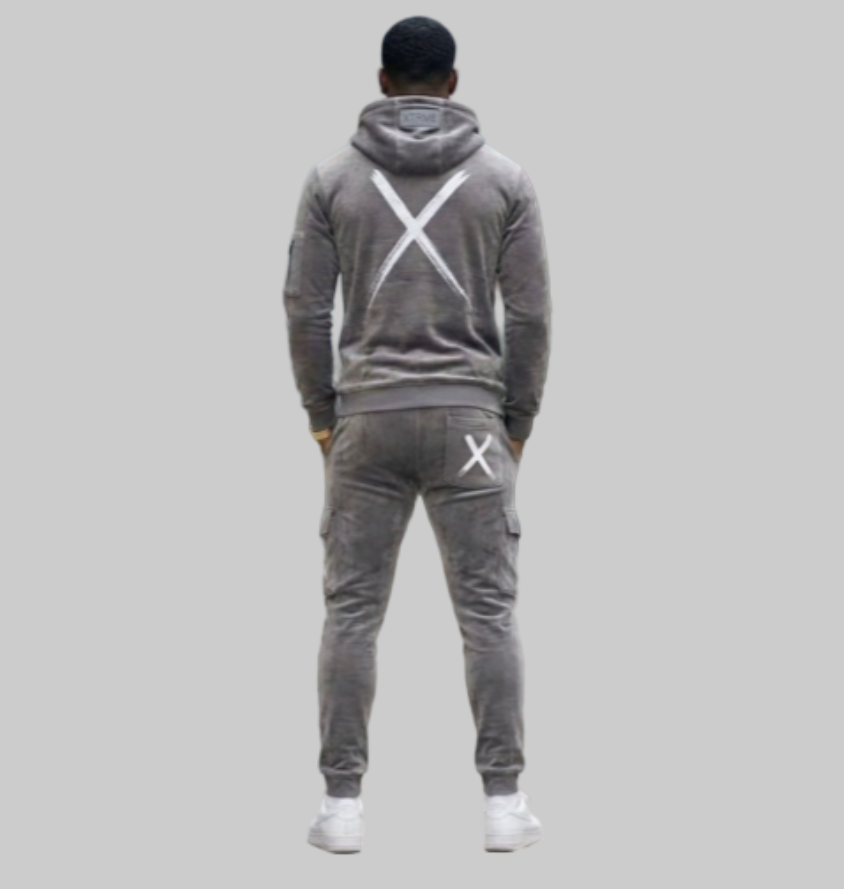 XTRME Dark Charcoal Velour Tracksuit — Men’s Edition