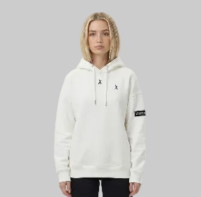 Double X Cropped Hoodie – White (Women)