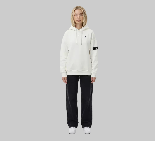 Double X Cropped Hoodie – White (Women)