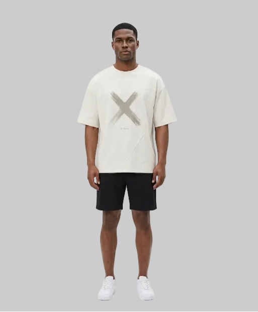Five X Graphic T-Shirt – Light Beige (Men)