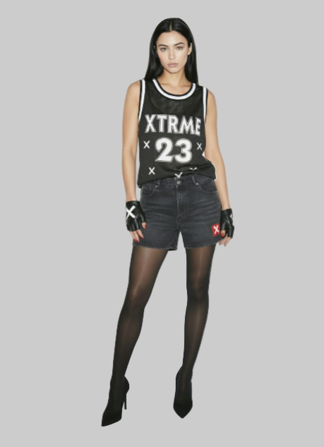 Label Denim Short - Black