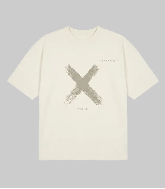 Five X Graphic T-Shirt – Light Beige (Men)