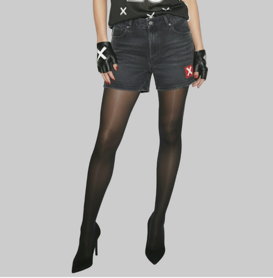 Label Denim Short - Black