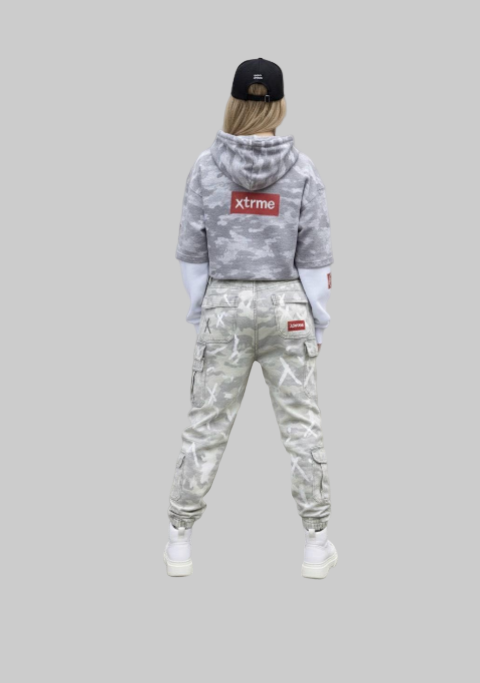 Rebel Crop Hoodie - Military Gray