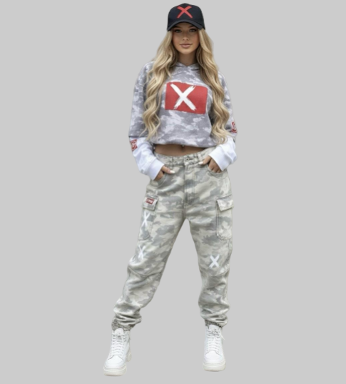 Rebel Crop Hoodie - Military Gray