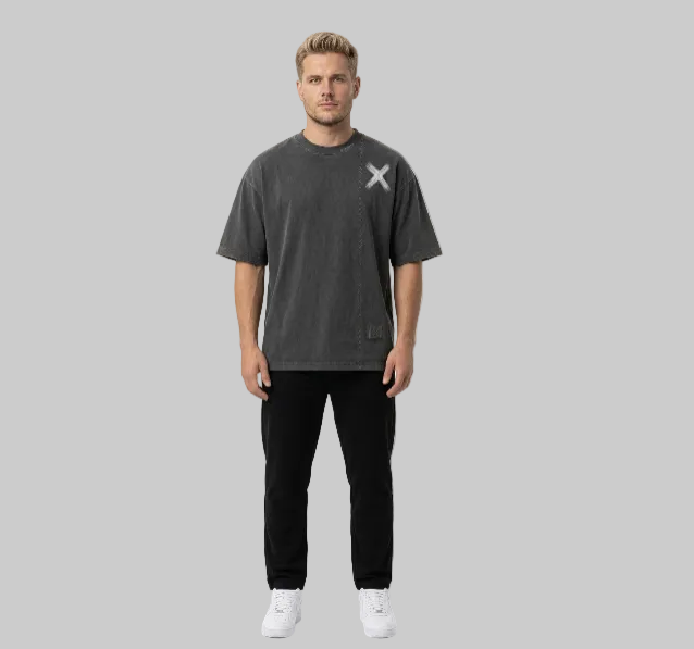 Stitched X T-Shirt – Charcoal Grey (Men)