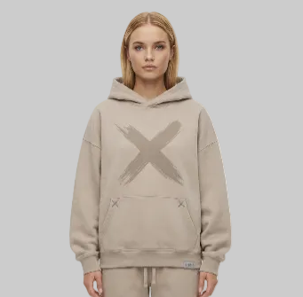 Brush X Hoodie – Dark Beige (Women)