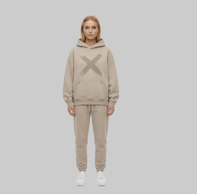 Brush X Hoodie – Dark Beige (Women)