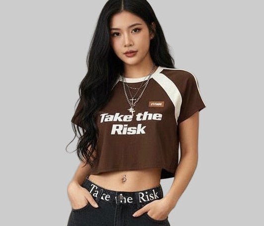 XTRME Take The Risk Brown Crop Tee — Women’s Edition