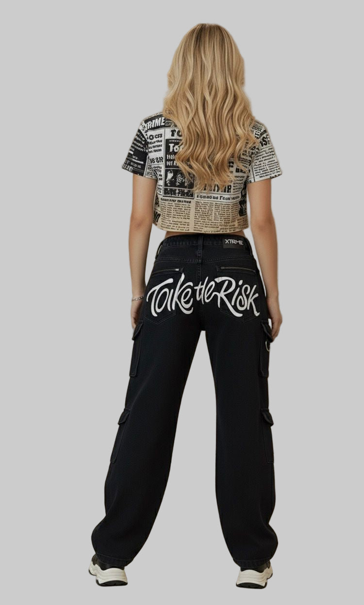 XTRME Take The Risk Newspaper Crop Tee — Women’s Edition