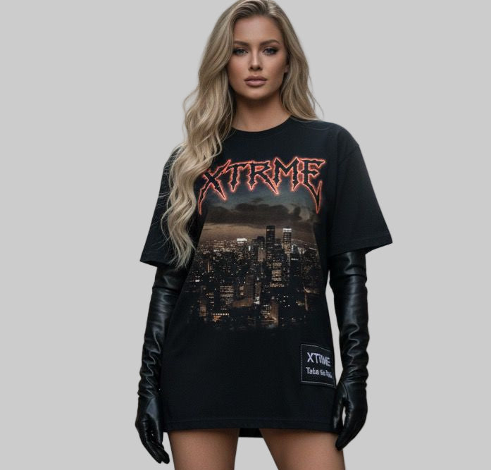 XTRME Urban City Black Oversized Tee