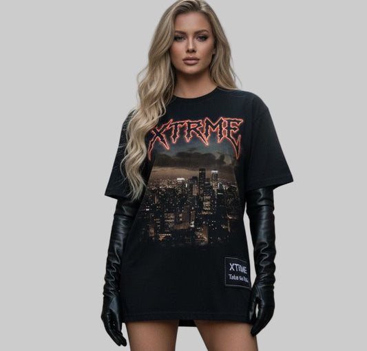 XTRME Urban City Black Oversized Tee
