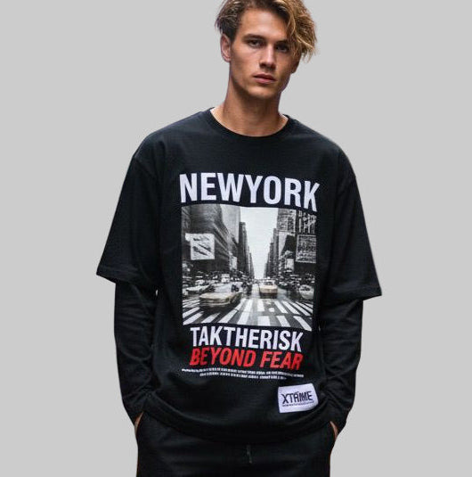 XTRME New York Oversized Black Tee