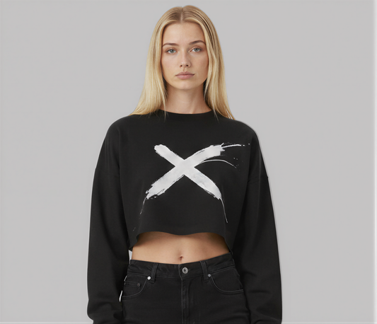 Brush X Cropped Sweatshirt – Black
