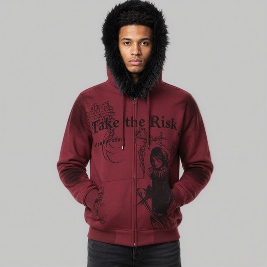 Zip-Up Hoodie – Burgundy