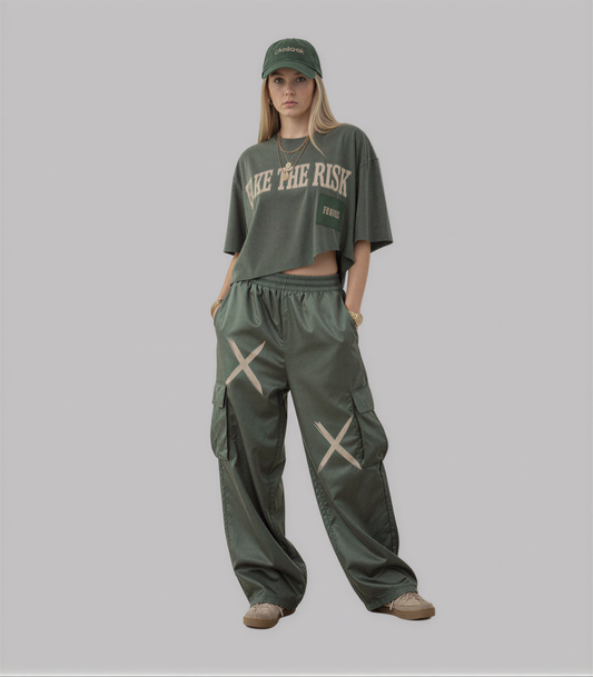 Oversized Crop Set – Military Green