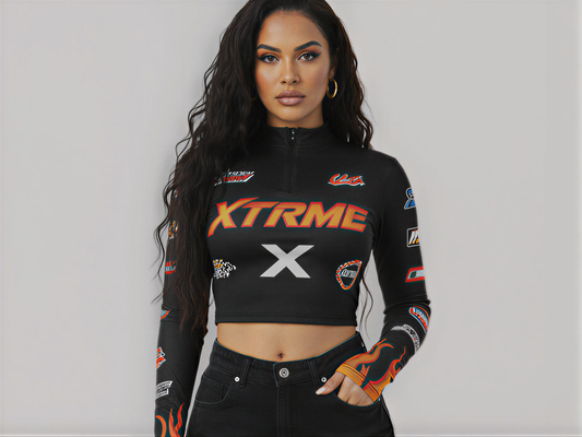 Racing Cropped Top – Black