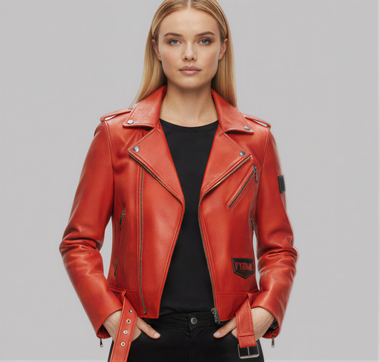 Drip Leather Jacket - Red